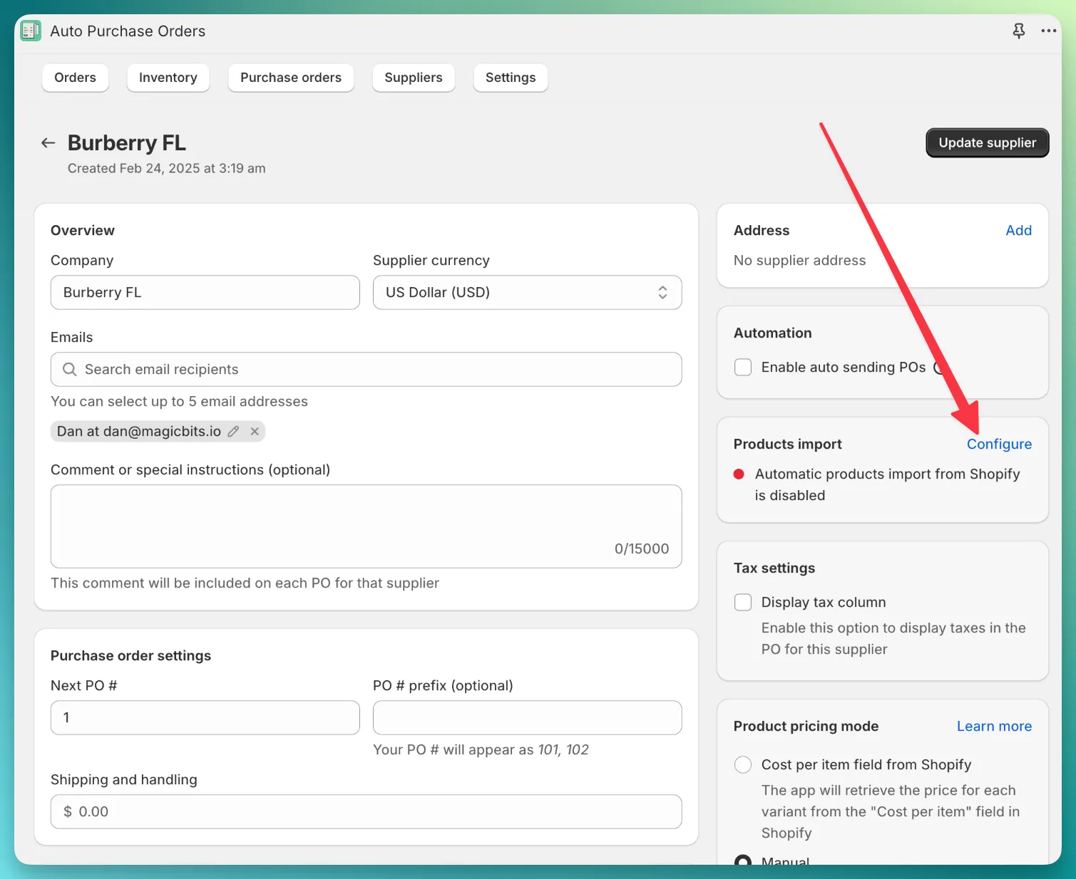 Automatic products linking