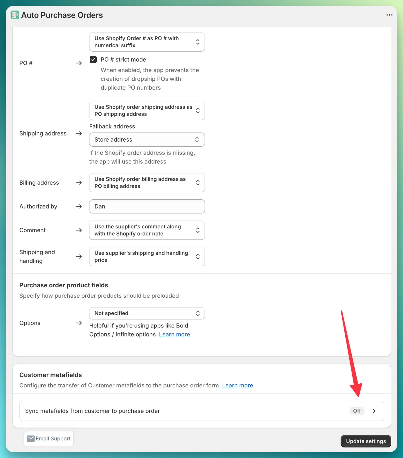 PO configuration