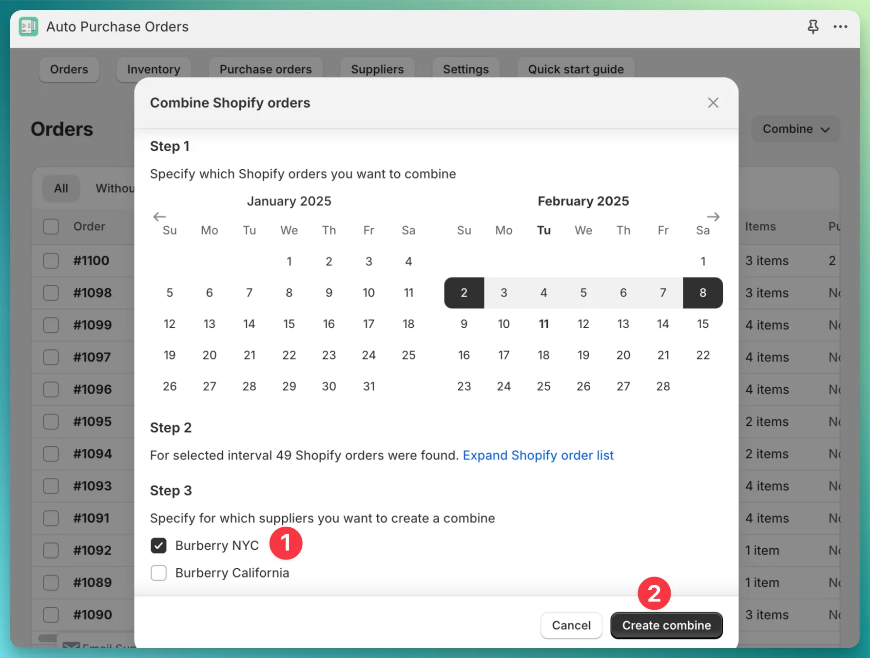 Combine date range create