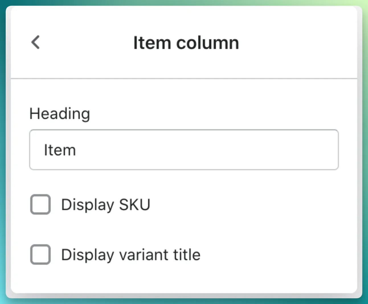Edit item column
