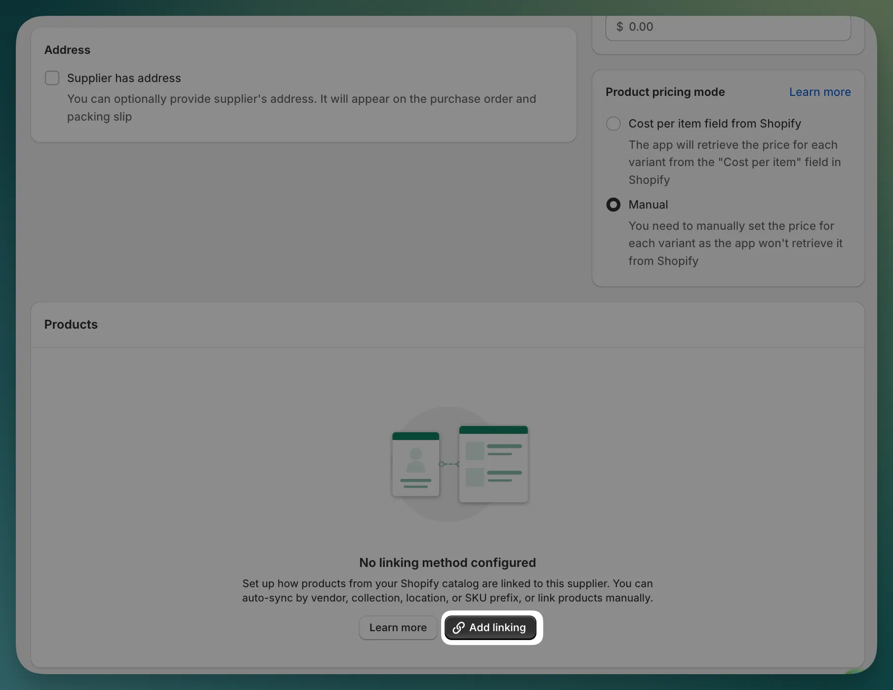 Linking new supplier
