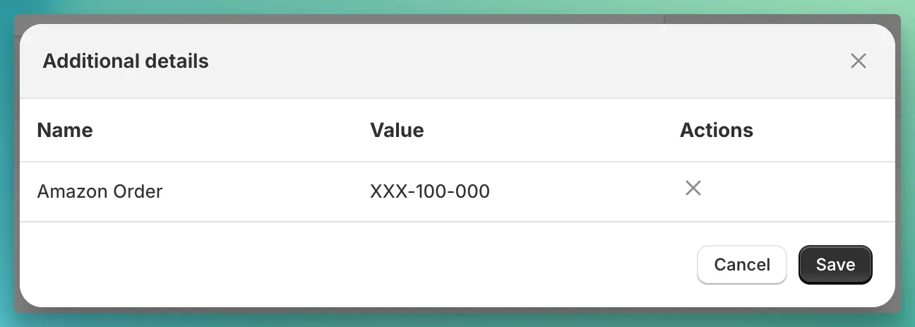 PO form modal