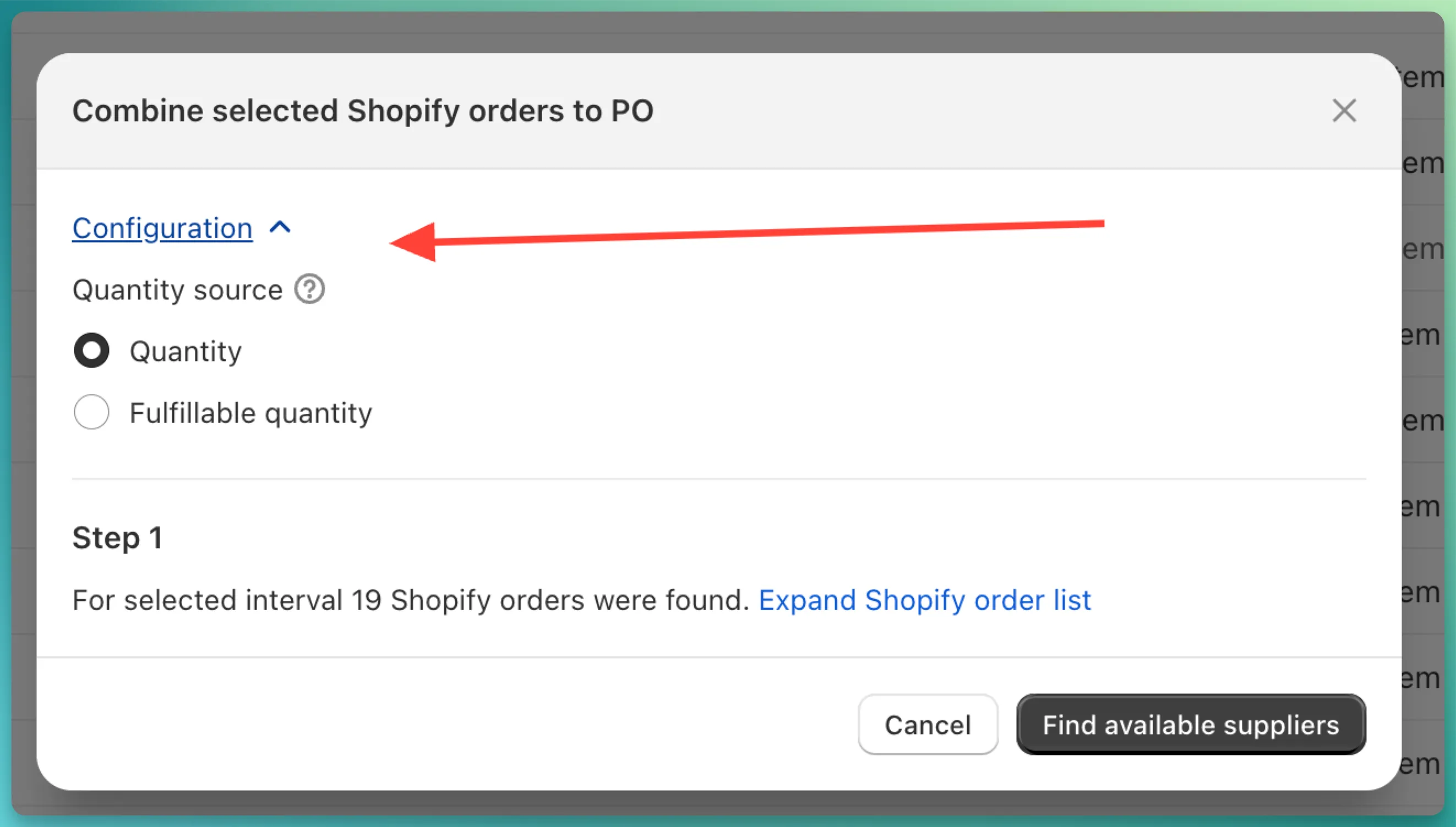 Combine quantity configuration