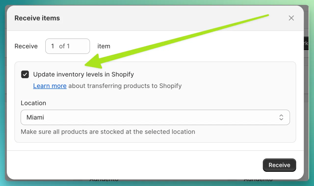 PO receive configuration