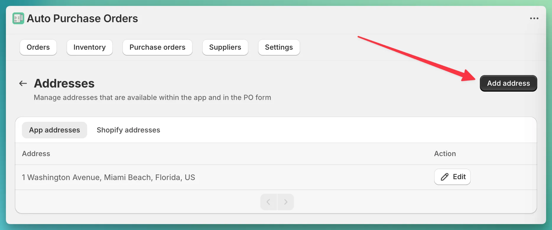 Settings app addresses