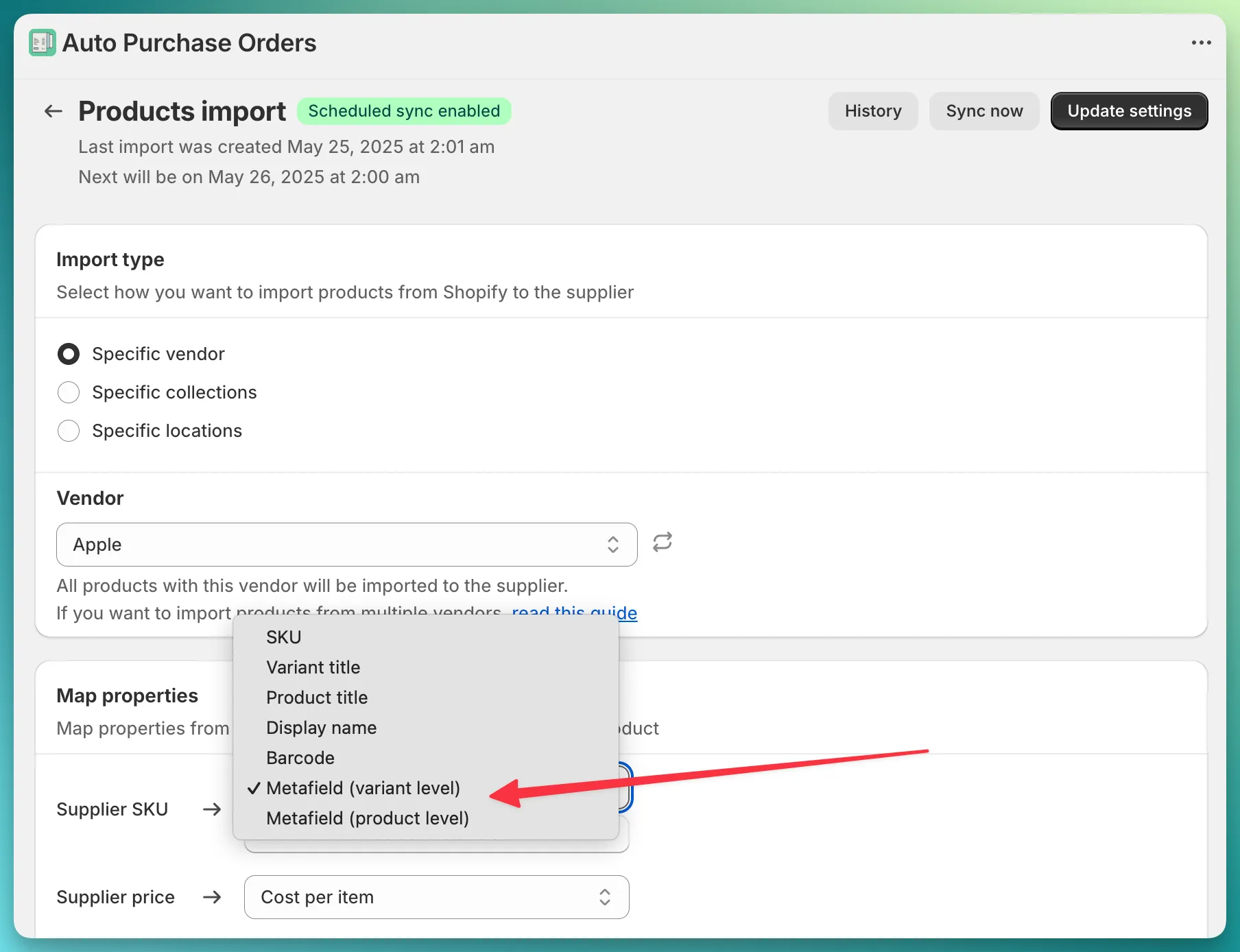 Supplier ref config