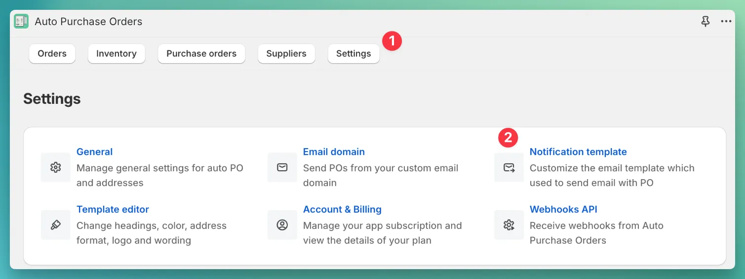 Supplier notification template